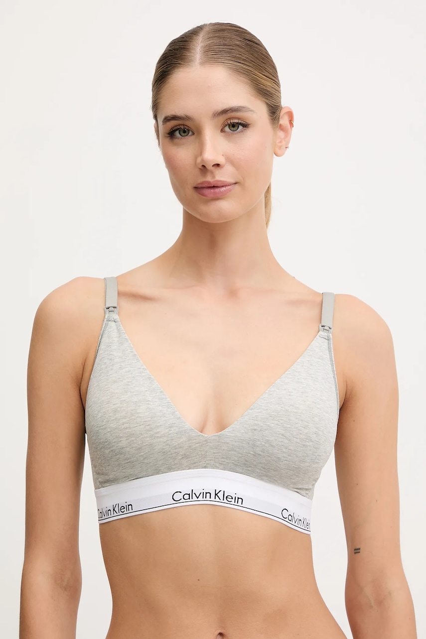 

Сутиен Calvin Klein Underwear в сиво с меланжов десен LV00QF8506, Сив