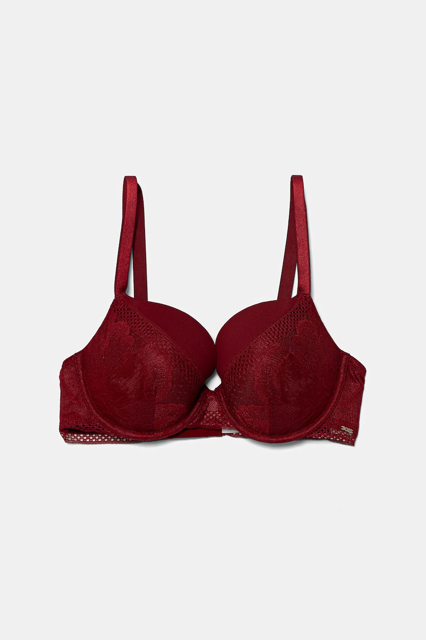 BOSS sutien culoarea bordo, dantela, uni, 50545334