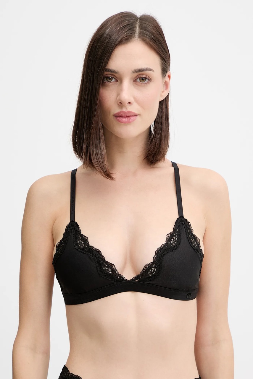 

Сутиен Tommy Hilfiger в черно от дантела с изчистен дизайн UW0UW06194, Черен