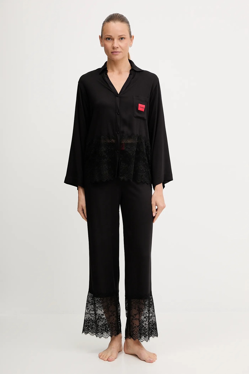 Пижамные брюки HUGO цвет чёрный кружевные 50549974