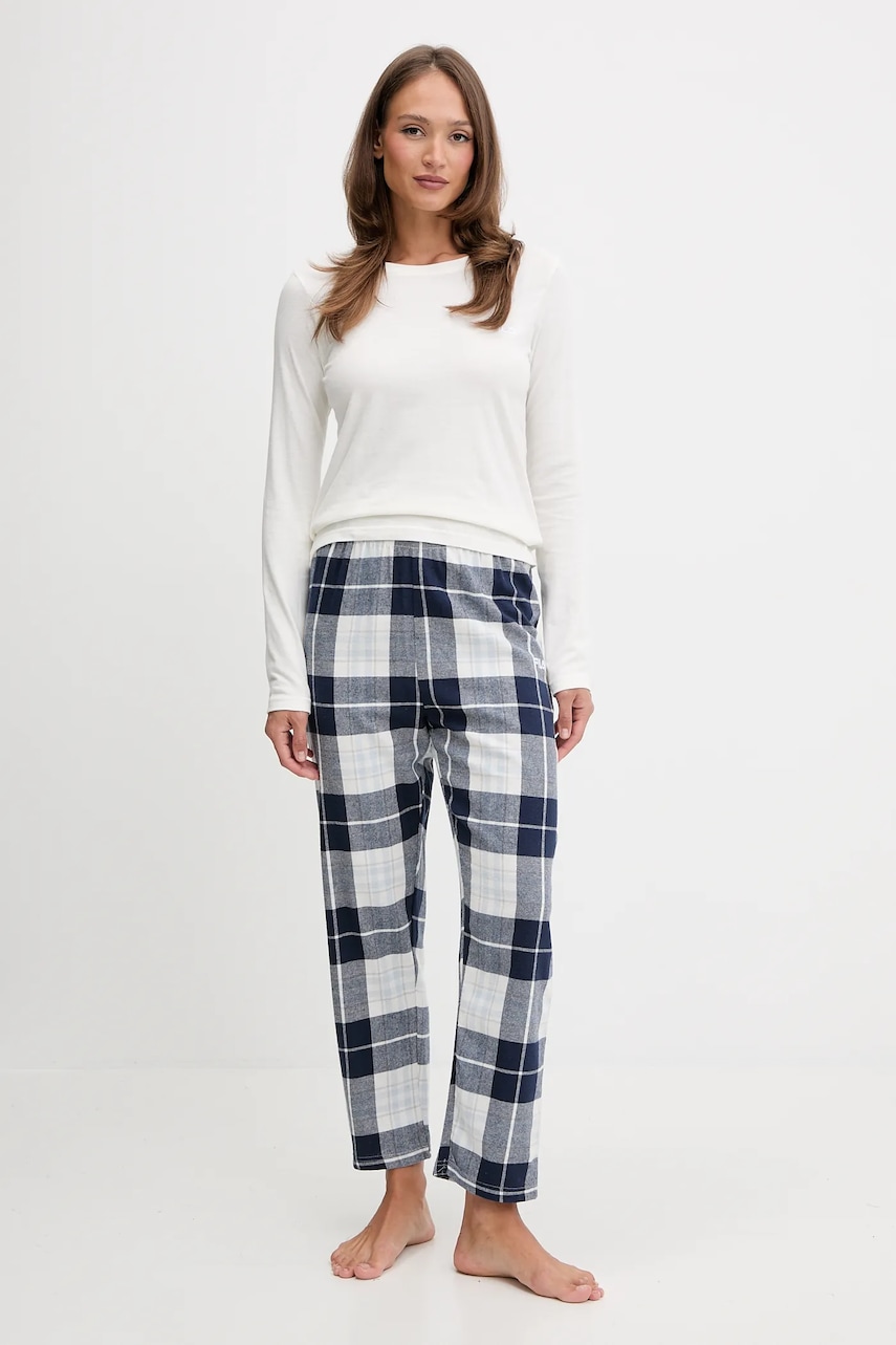 Fila pijamale de bumbac culoarea bej, bumbac, FPW4223