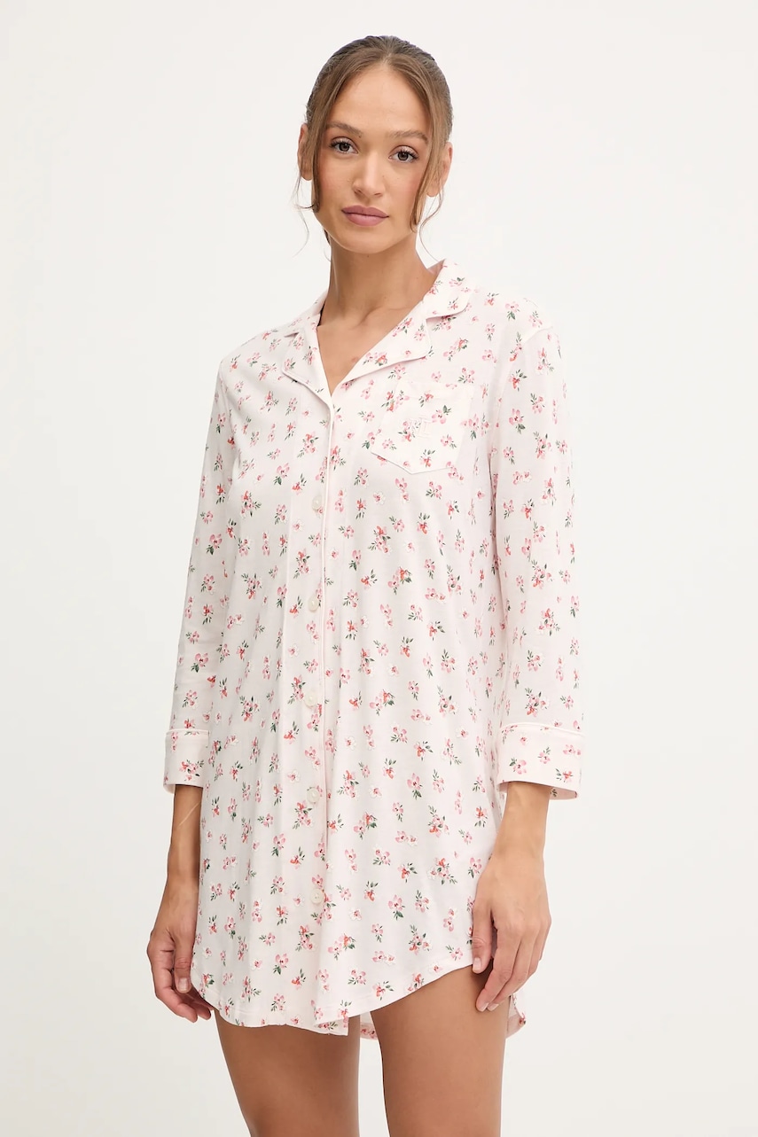 Levně Noční košilka Lauren Ralph Lauren dámská, růžová barva, ILN32440