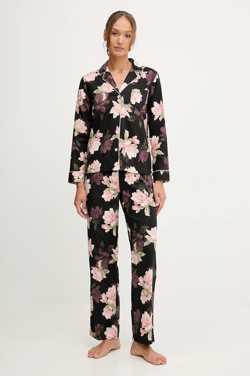 Levně Pyžamo Lauren Ralph Lauren dámské, černá barva, ILN92438