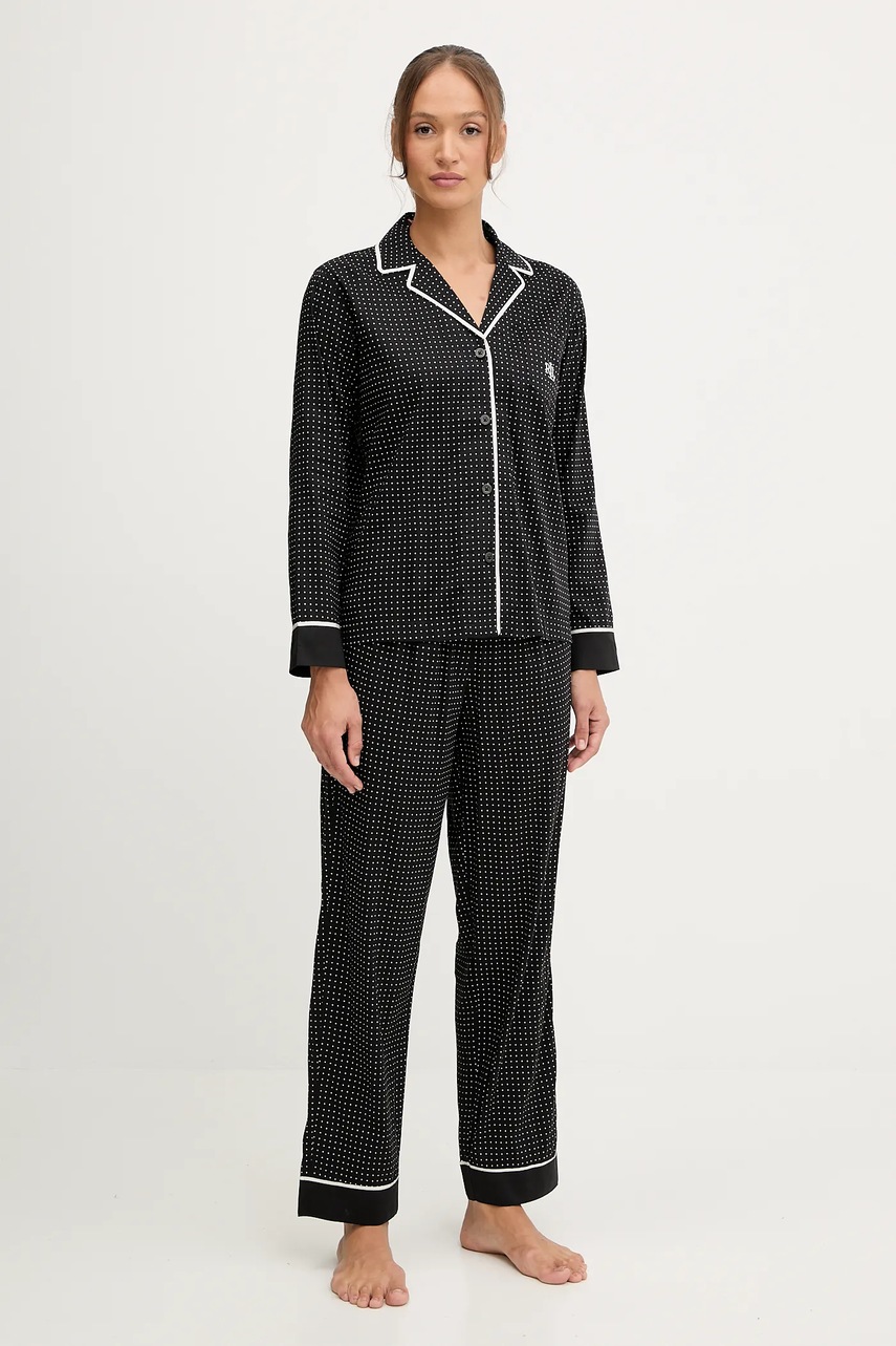Levně Pyžamo Lauren Ralph Lauren dámské, černá barva, ILN92439