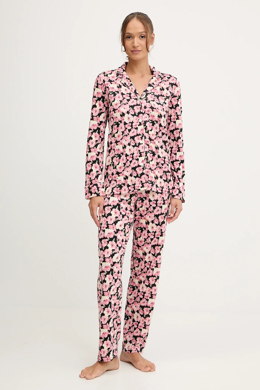 Levně Pyžamo Lauren Ralph Lauren dámské, růžová barva, ILN92440
