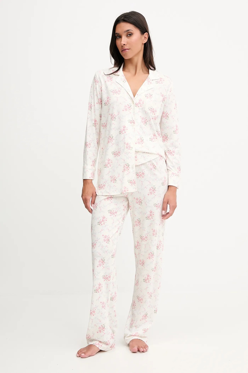 Levně Pyžamo Lauren Ralph Lauren dámské, béžová barva, ILN92443