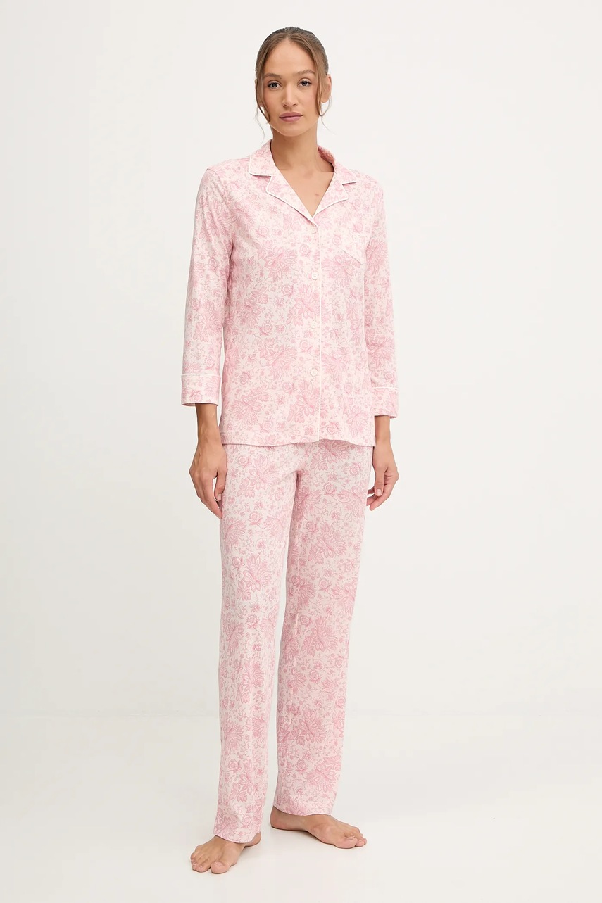 Levně Pyžamo Lauren Ralph Lauren dámské, růžová barva, ILN92443