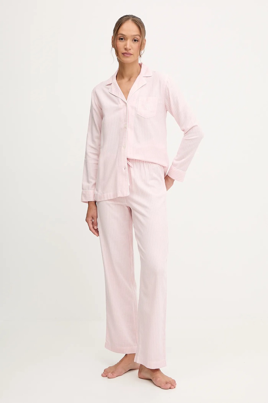 Levně Pyžamo Lauren Ralph Lauren dámské, růžová barva, ILN92448