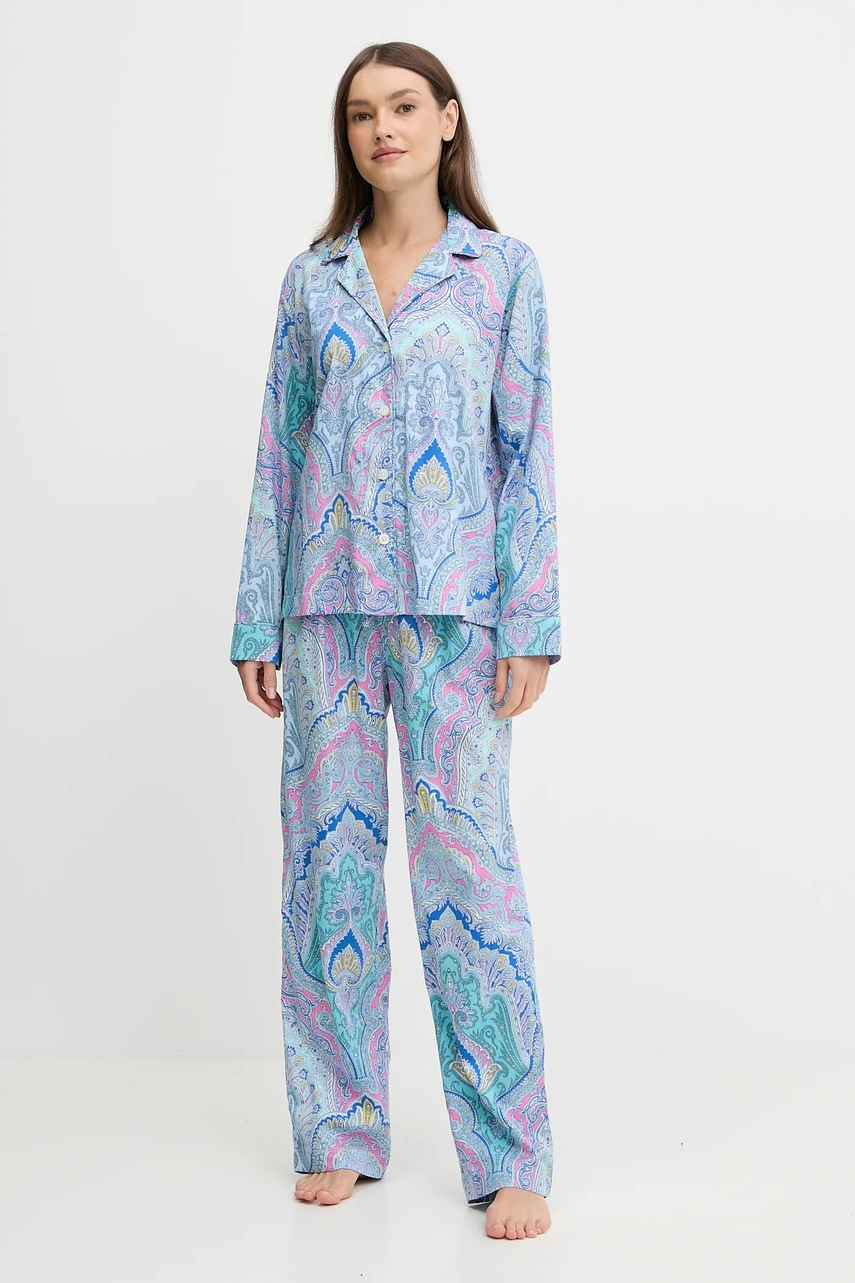 Levně Pyžamo Lauren Ralph Lauren dámské, modrá barva, ILN92479
