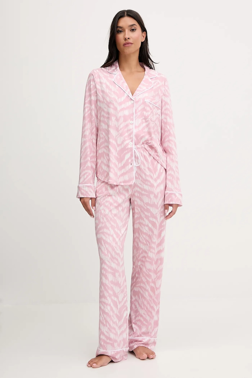 Dkny pijamale de bumbac culoare roz pentru femei YI80062