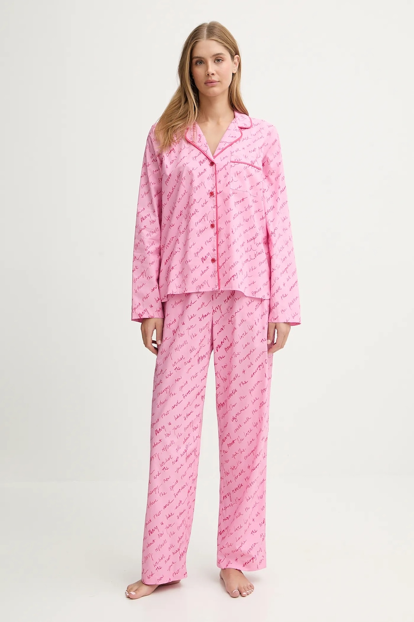 Dkny pijamale de bumbac culoarea violet, bumbac, YI90085