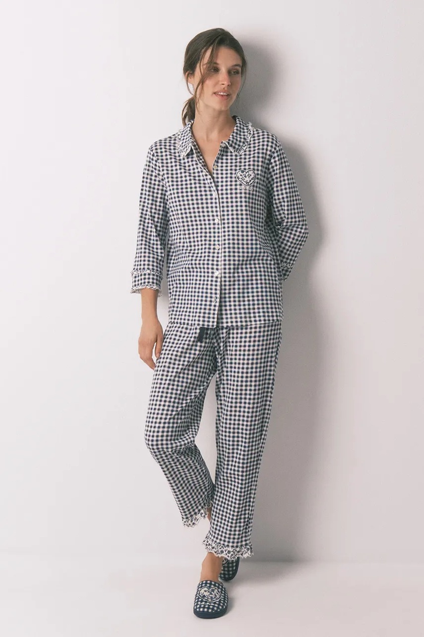 women\'secret pijamale de bumbac culoarea bleumarin, bumbac, 3132151