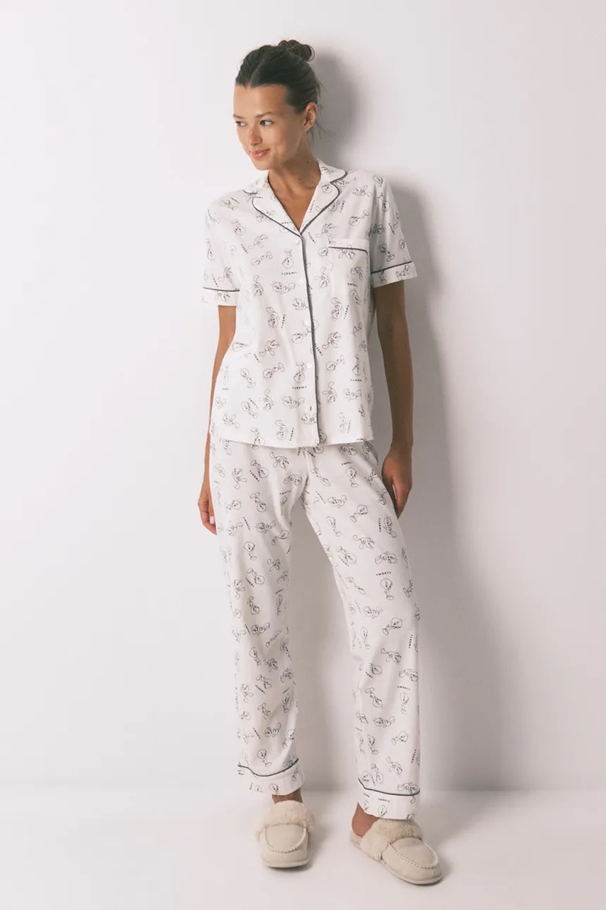 women'secret pijamale de bumbac culoarea bej, bumbac, 3132137