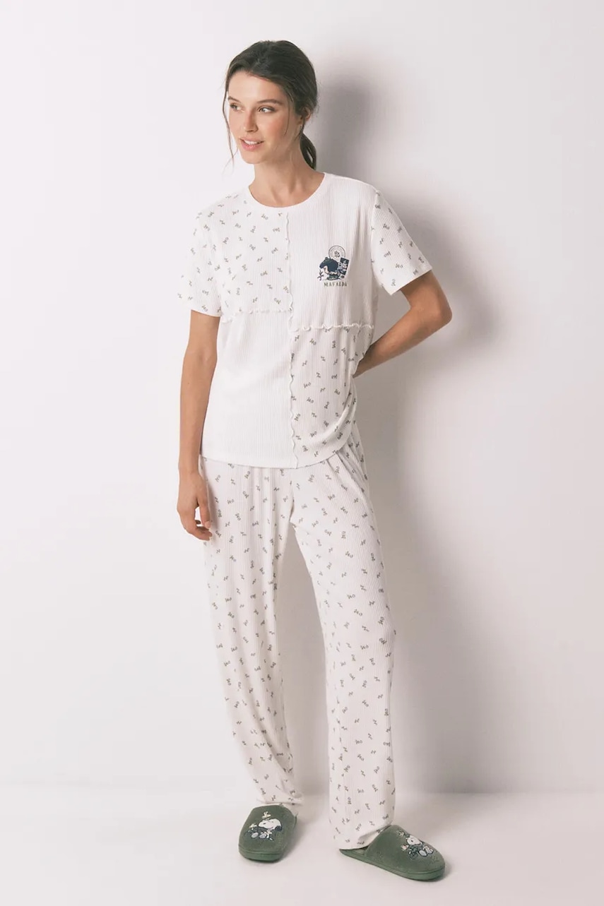 women'secret pijamale de bumbac culoarea alb, bumbac, 3132153 women'secret pijamale de bumbac culoarea alb, bumbac, 3132153