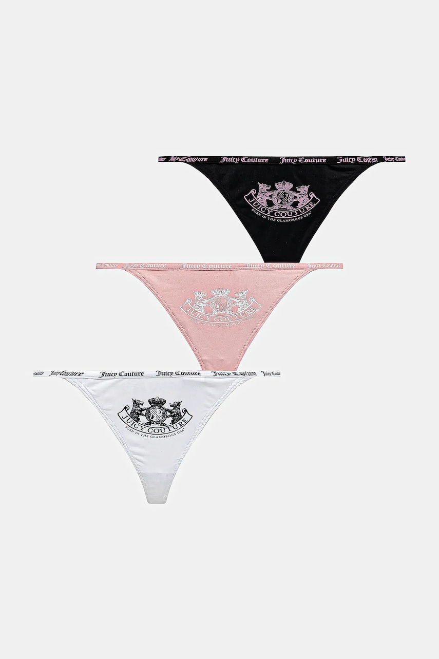Juicy Couture tanga 3-pack culoarea roz, JCTTH225959