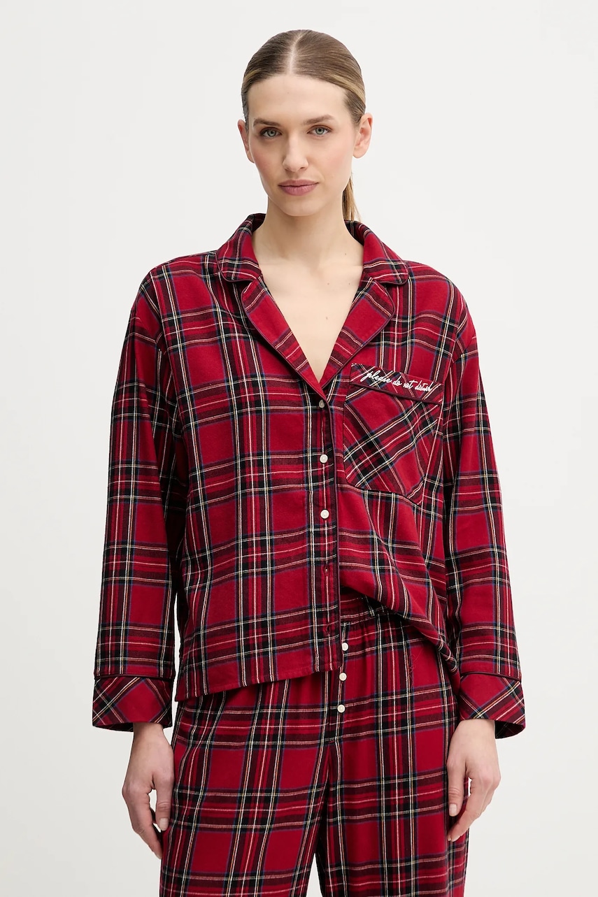 Abercrombie & Fitch cămașă de pijama culoarea bordo, KI146-5097-556