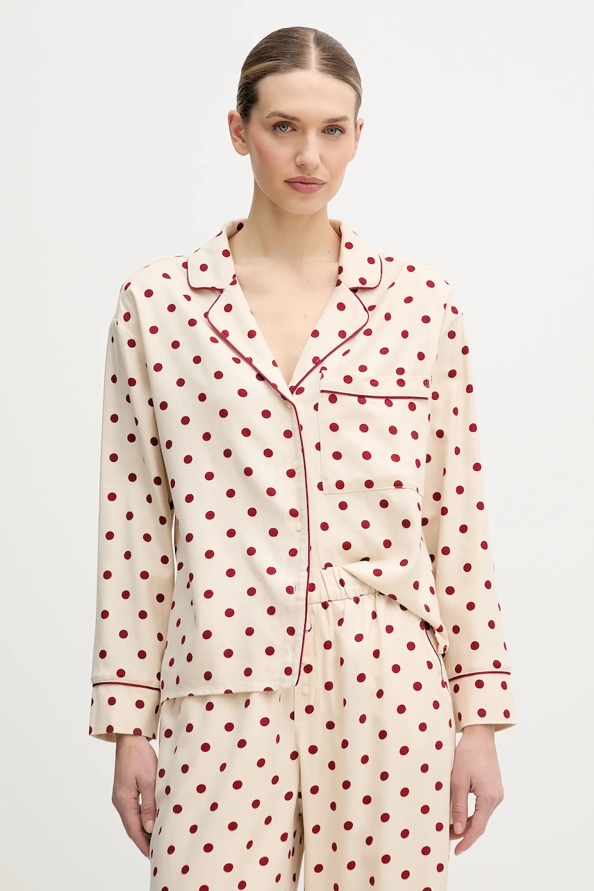 Abercrombie & Fitch cămașă de pijama culoarea bej, KI146-5136-606