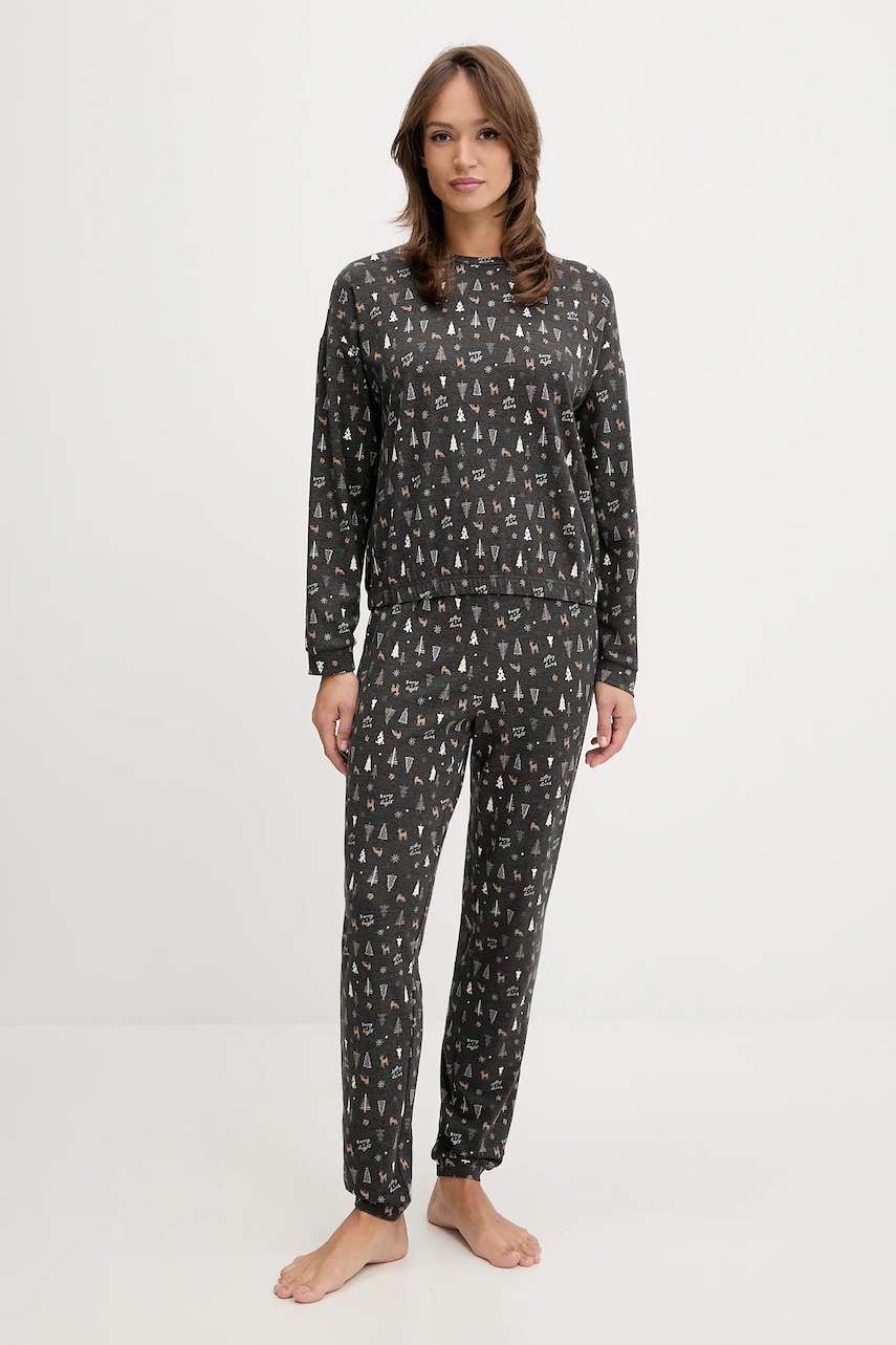 United Colors of Benetton pijama culoarea gri, 32QH3P04E