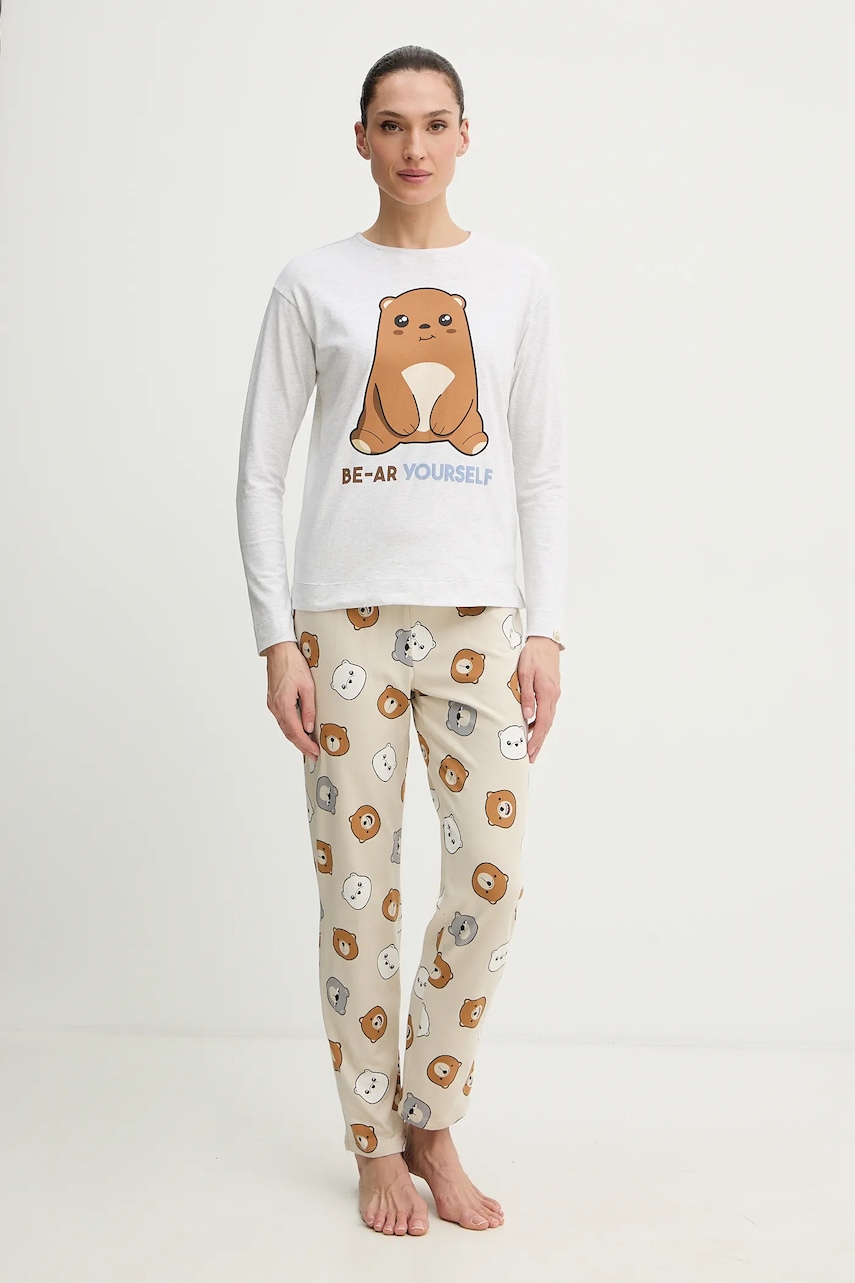 United Colors of Benetton pijama culoarea gri, 3DKE3P04C