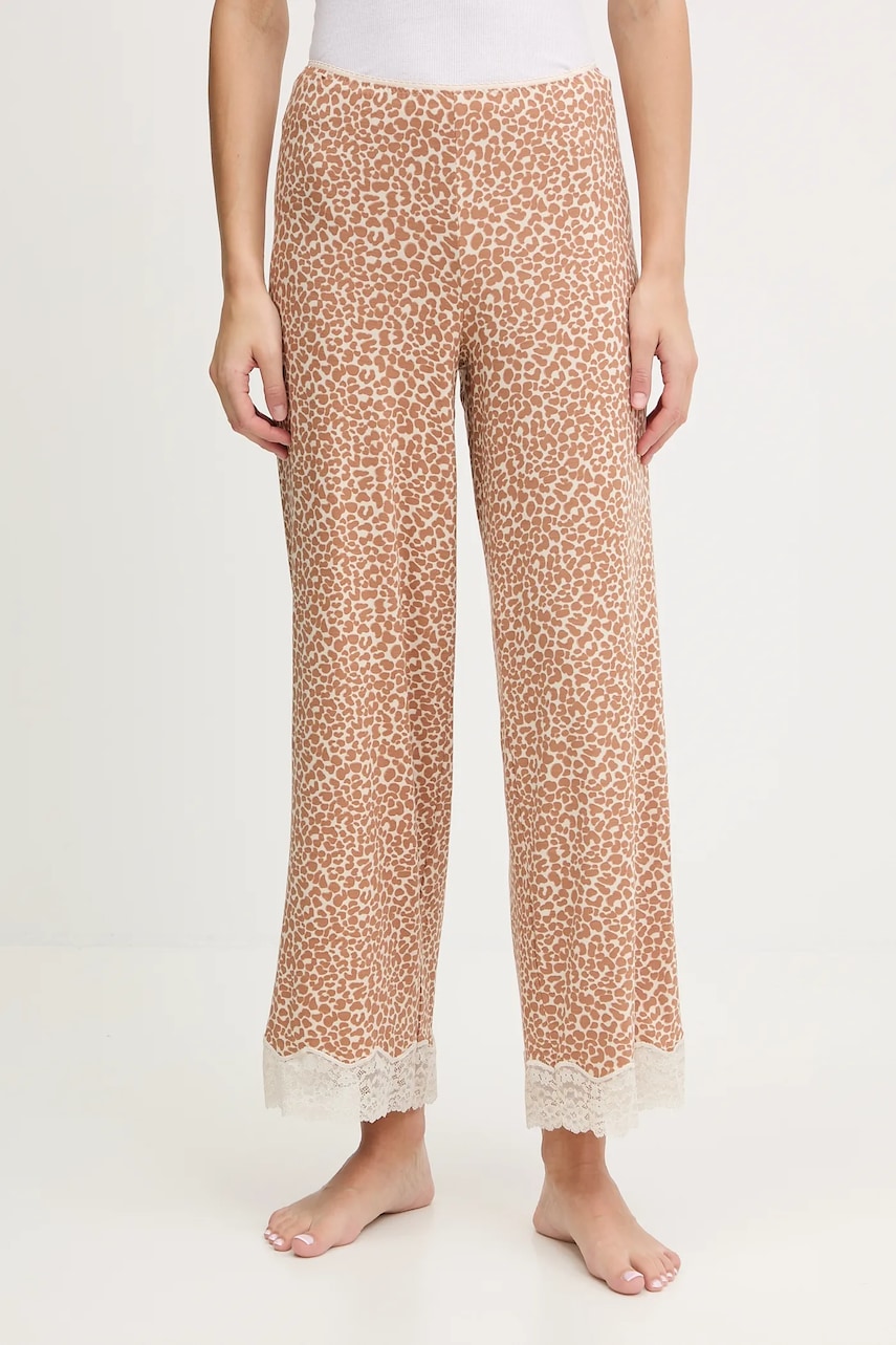 United Colors of Benetton pantaloni de pijama culoarea bej, 32V93F04S