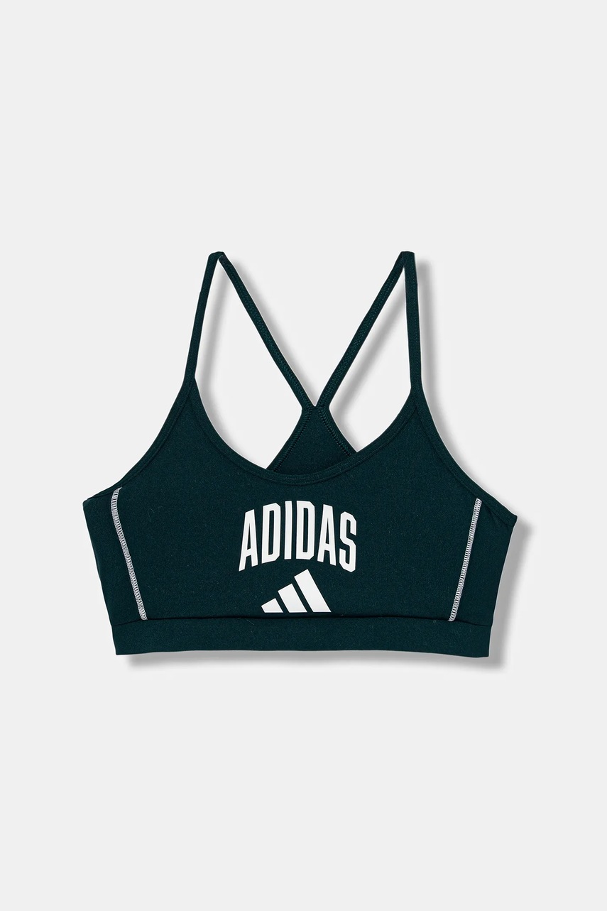 Levně Dětská sportovní podprsenka adidas zelená barva, JW8661
