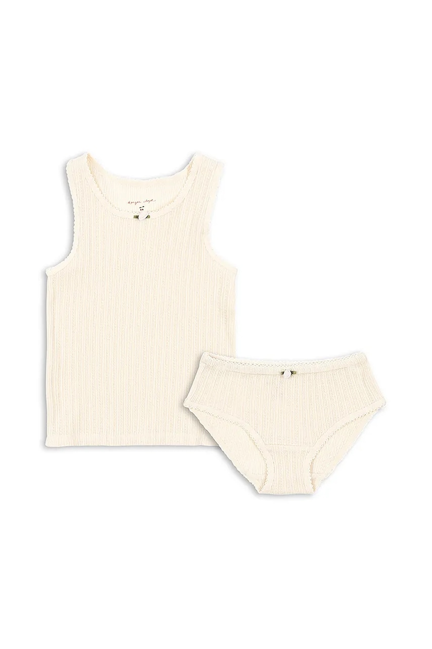 Konges Sløjd set de bumbac pentru copii PAPIN UNDERWEAR SET GOTS culoarea bej, KS103959