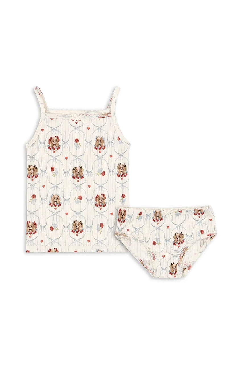 Konges Sløjd set de bumbac pentru copii MINNIE UNDERWEAR GOTS culoarea bej, KS103924