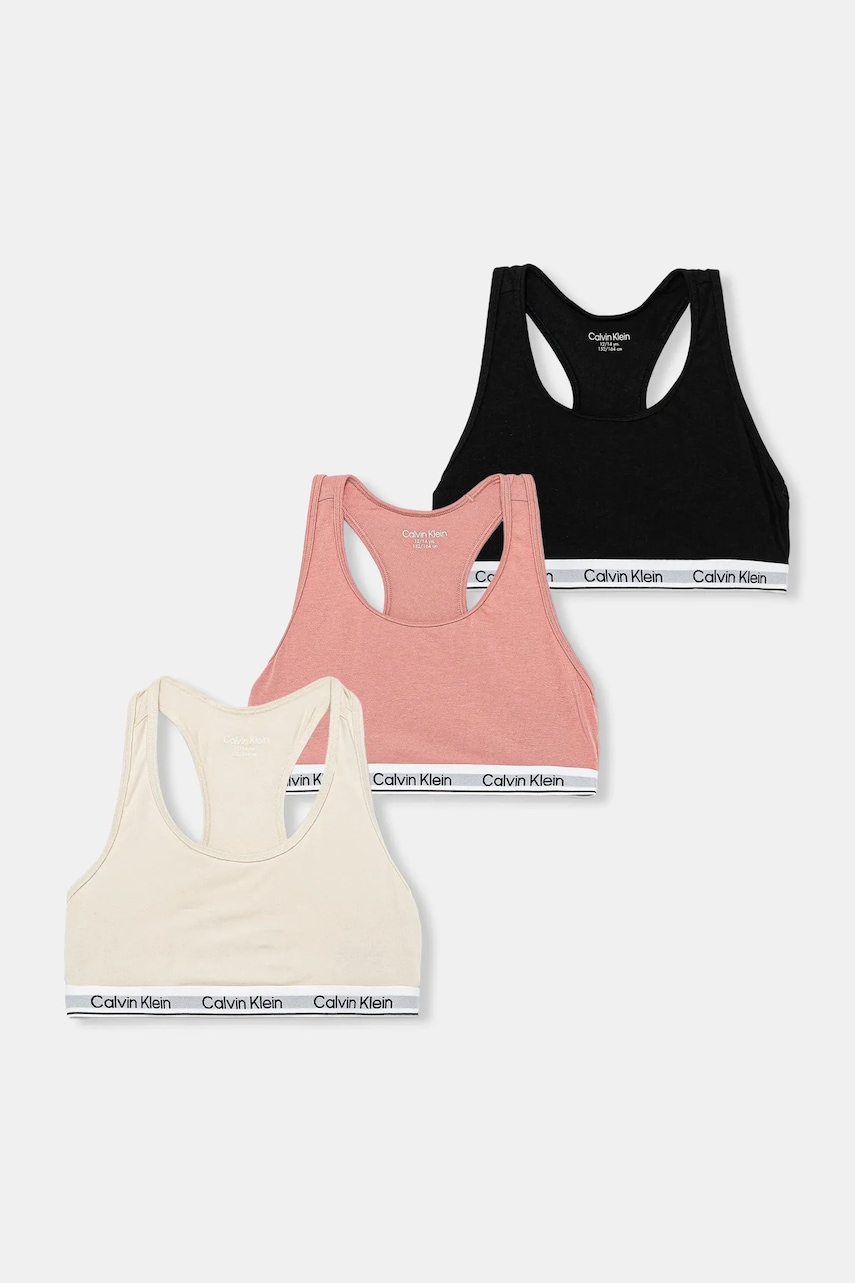 Levně Dětská sportovní podprsenka Calvin Klein Underwear 3-pack béžová barva, G80G800743