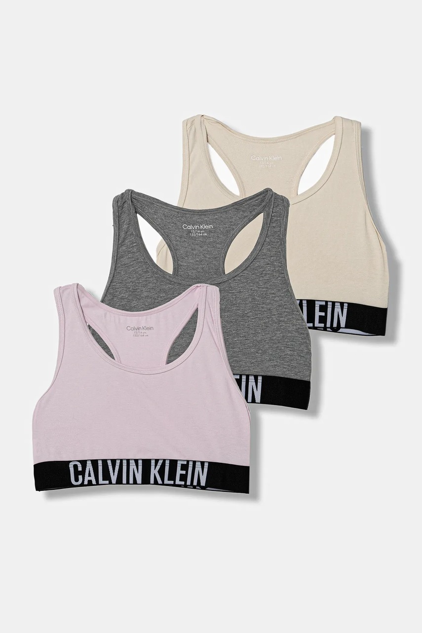 Levně Dětská sportovní podprsenka Calvin Klein Underwear 3-pack šedá barva, G80G800745