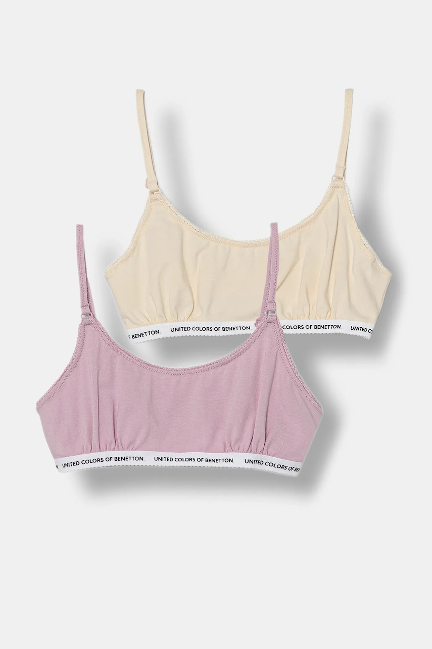Levně Dětská podprsenka United Colors of Benetton 2-pack béžová barva, 3MC10R1IN