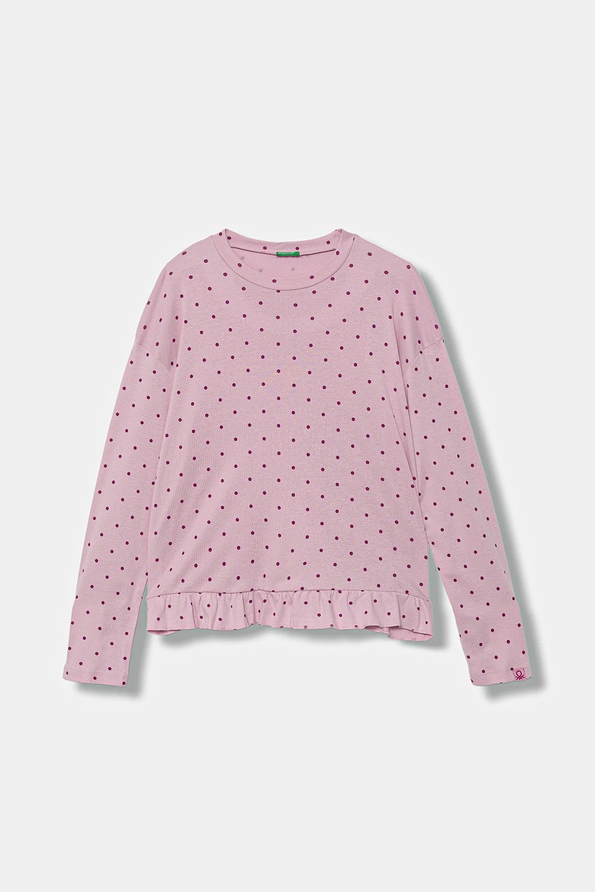 Детская хлопковая пижама United Colors of Benetton цвет розовый узор 3TGJ0P094 Детская хлопковая пижама United Colors of Benetton цвет розовый узор 3TGJ0P094