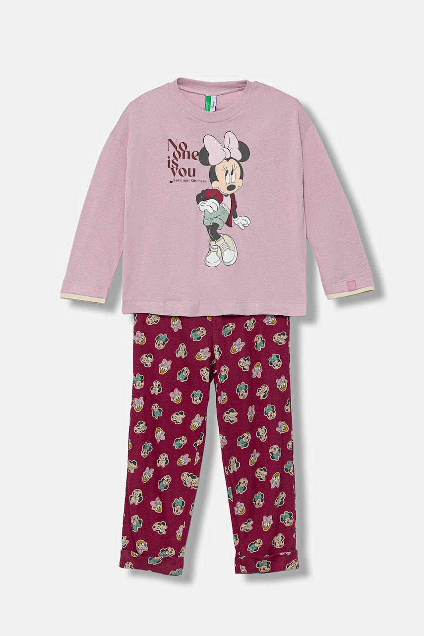 Levně Dětské pyžamo United Colors of Benetton růžová barva, 3Y5E0P09A