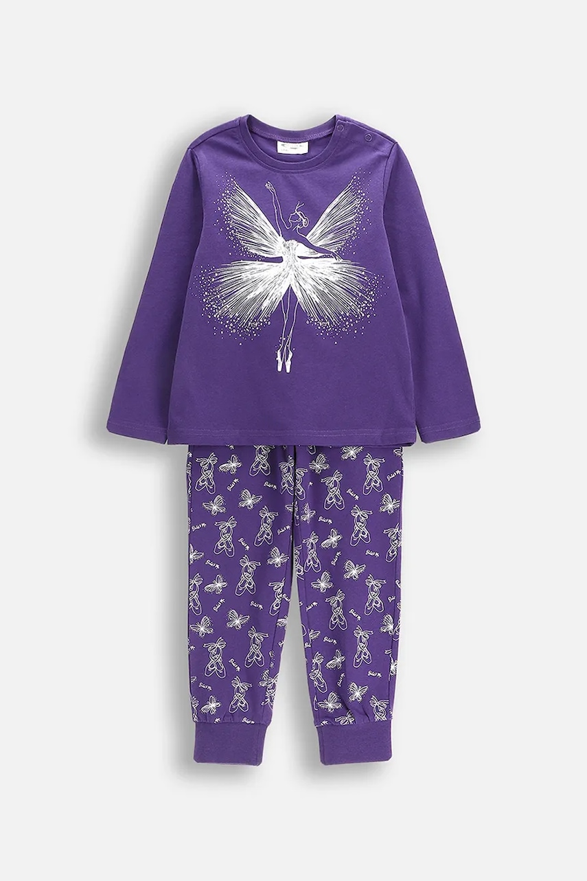 Levně Dětské bavlněné pyžamo Coccodrillo fialová barva, PYJAMAS
