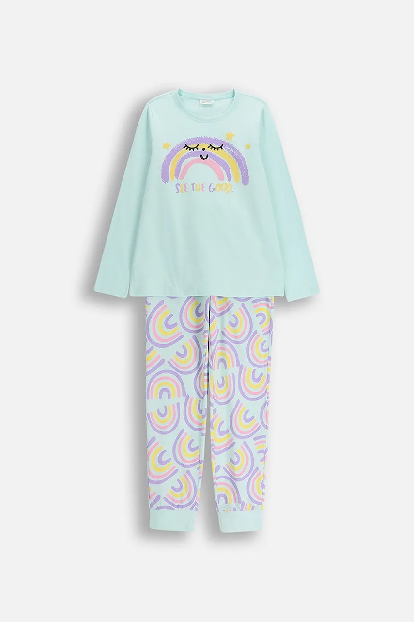 Levně Dětské bavlněné pyžamo Coccodrillo tyrkysová barva, PYJAMAS