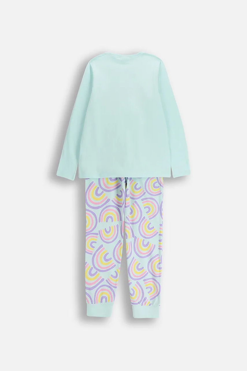 Детская хлопковая пижама Coccodrillo цвет бирюзовый узор PYJAMAS