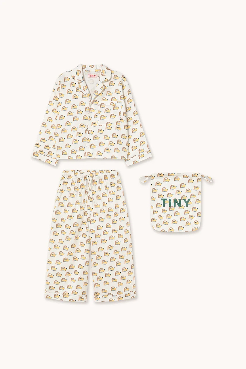 Tinycottons pijamale de bumbac pentru copii DOGS SET culoarea alb, cu imprimeu, AW25-348