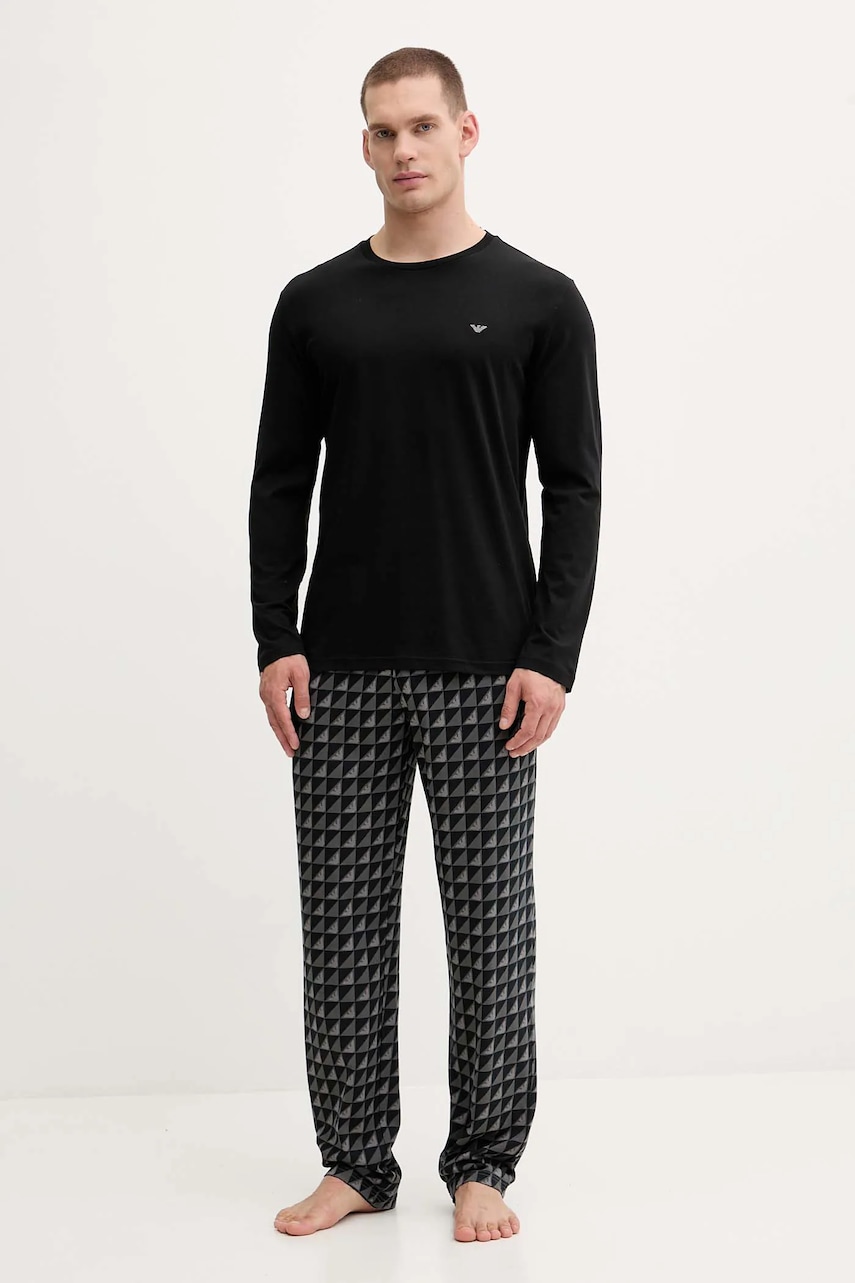 Levně Bavlněné pyžamo Emporio Armani Underwear pánské, černá barva, EM000611 AF14994
