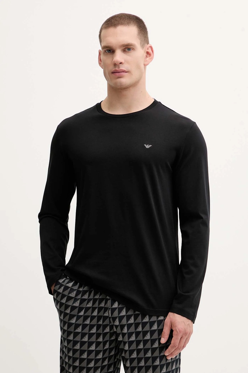 Хлопковая пижама Emporio Armani Underwear цвет чёрный узор EM000611 AF14994