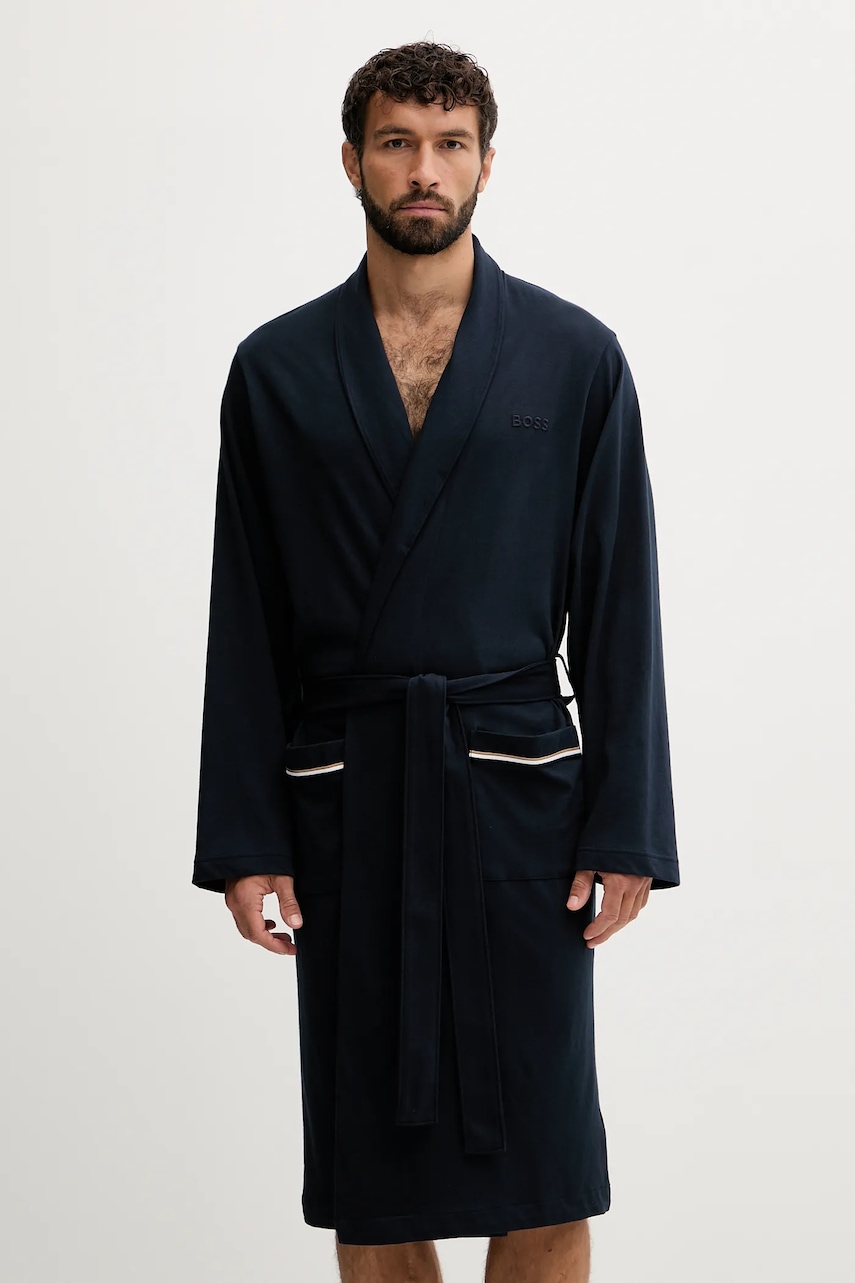 BOSS halat de baie din bumbac culoarea bleumarin, 50545943