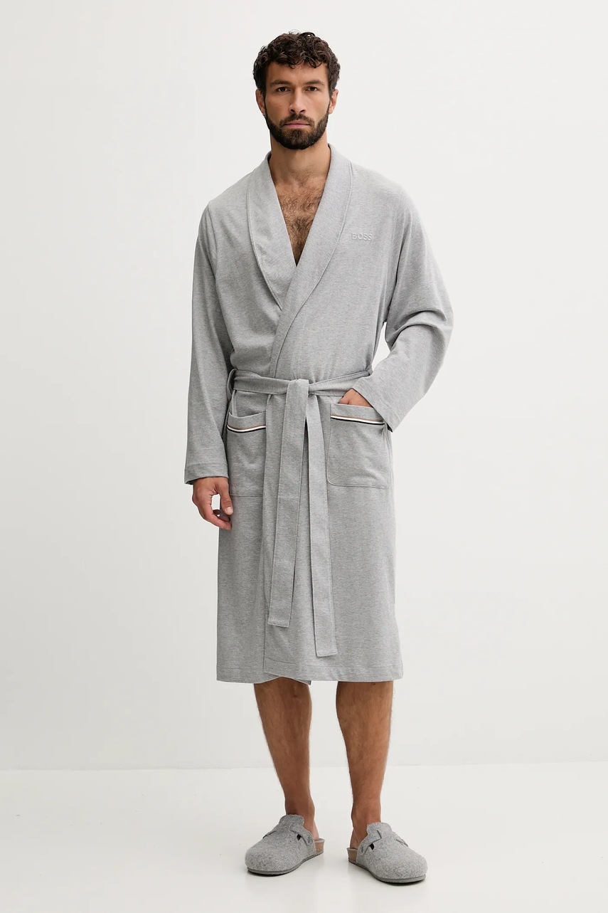 Хлопковый халат BOSS цвет серый 50545943 Хлопковый халат BOSS цвет серый 50545943