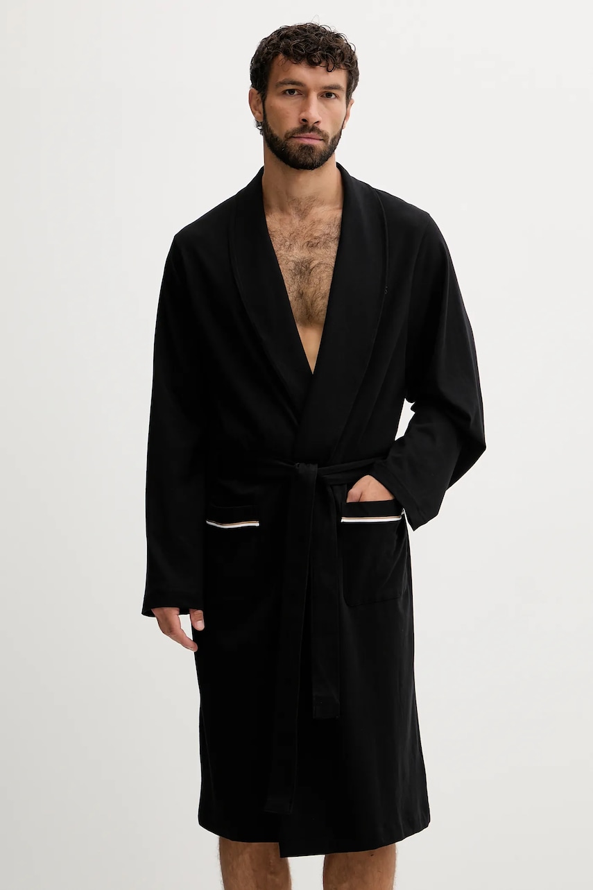 BOSS halat de baie din bumbac culoarea negru, 50545943