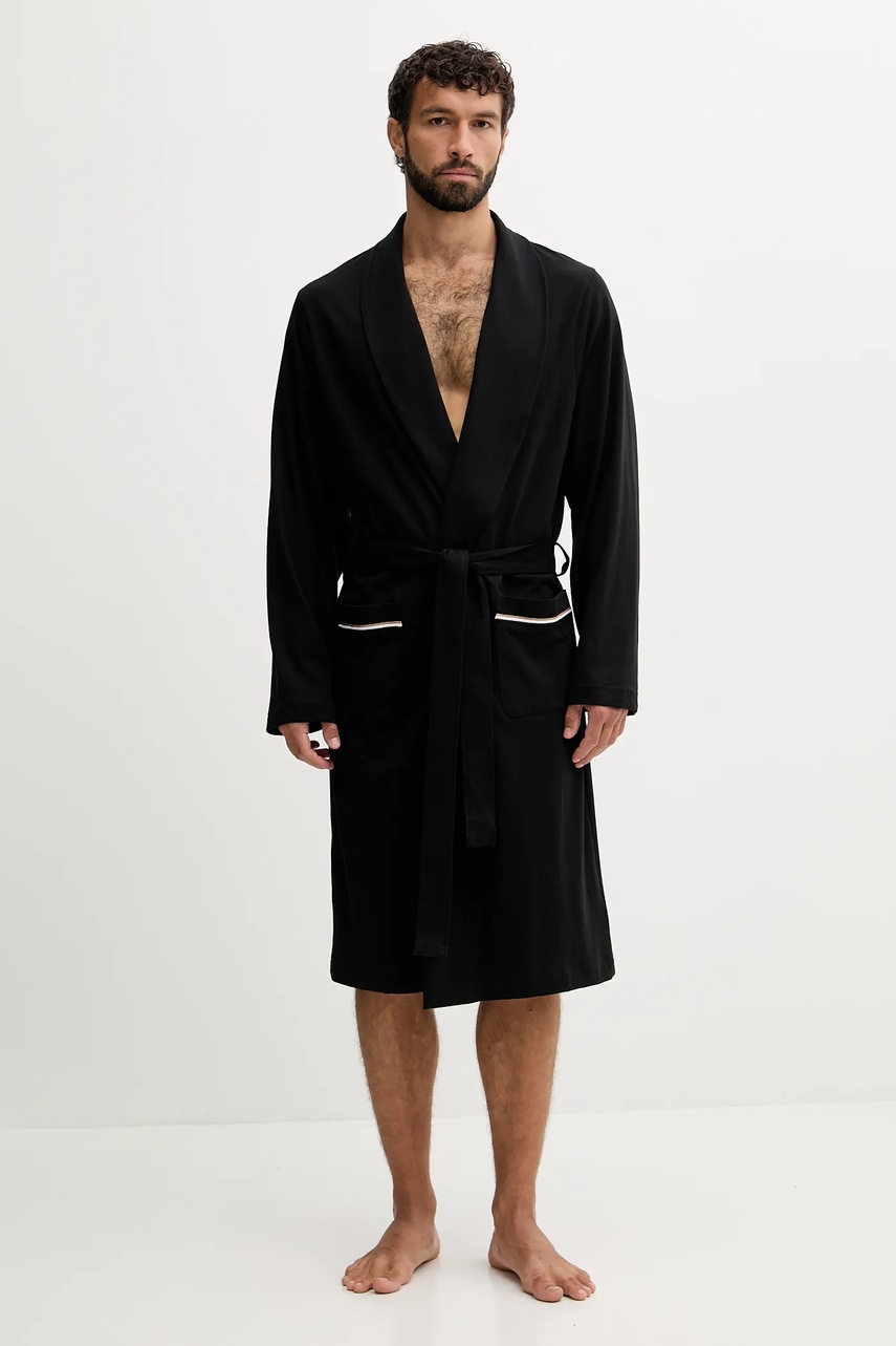 Хлопковый халат BOSS цвет чёрный 50545943