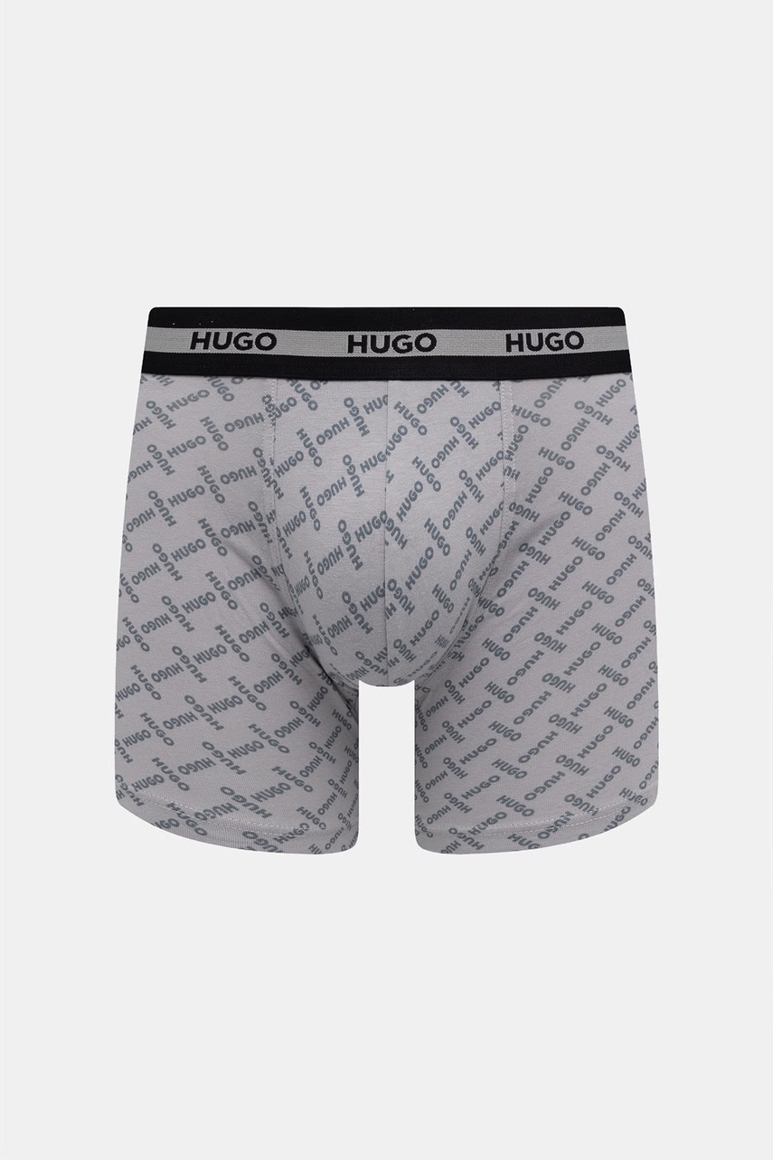 HUGO boxerky pánske bavlnené s elastanom BOXER BR PLANET DES 3-pak