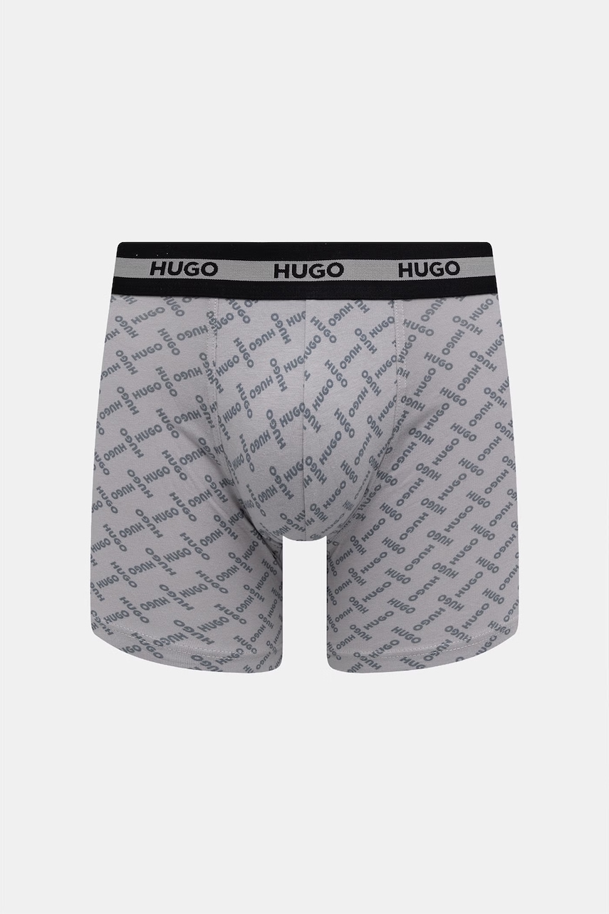 HUGO boxerky pánske bavlnené s elastanom BOXER BR PLANET DES 3-pak