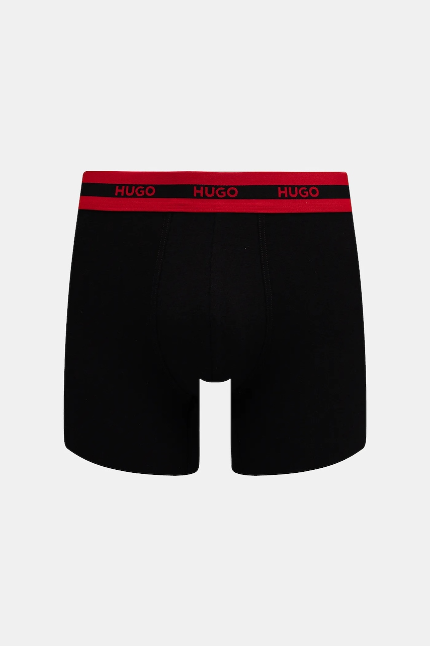 HUGO boxerky pánske bavlnené s elastanom BOXER BR PLANET DES 3-pack