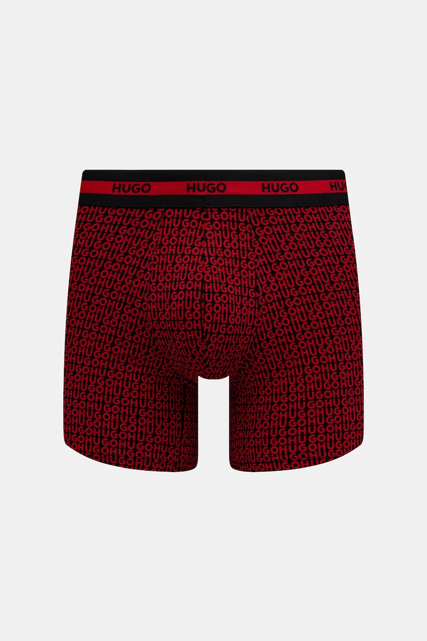 HUGO boxerky pánske bavlnené s elastanom BOXER BR PLANET DES 3-pack