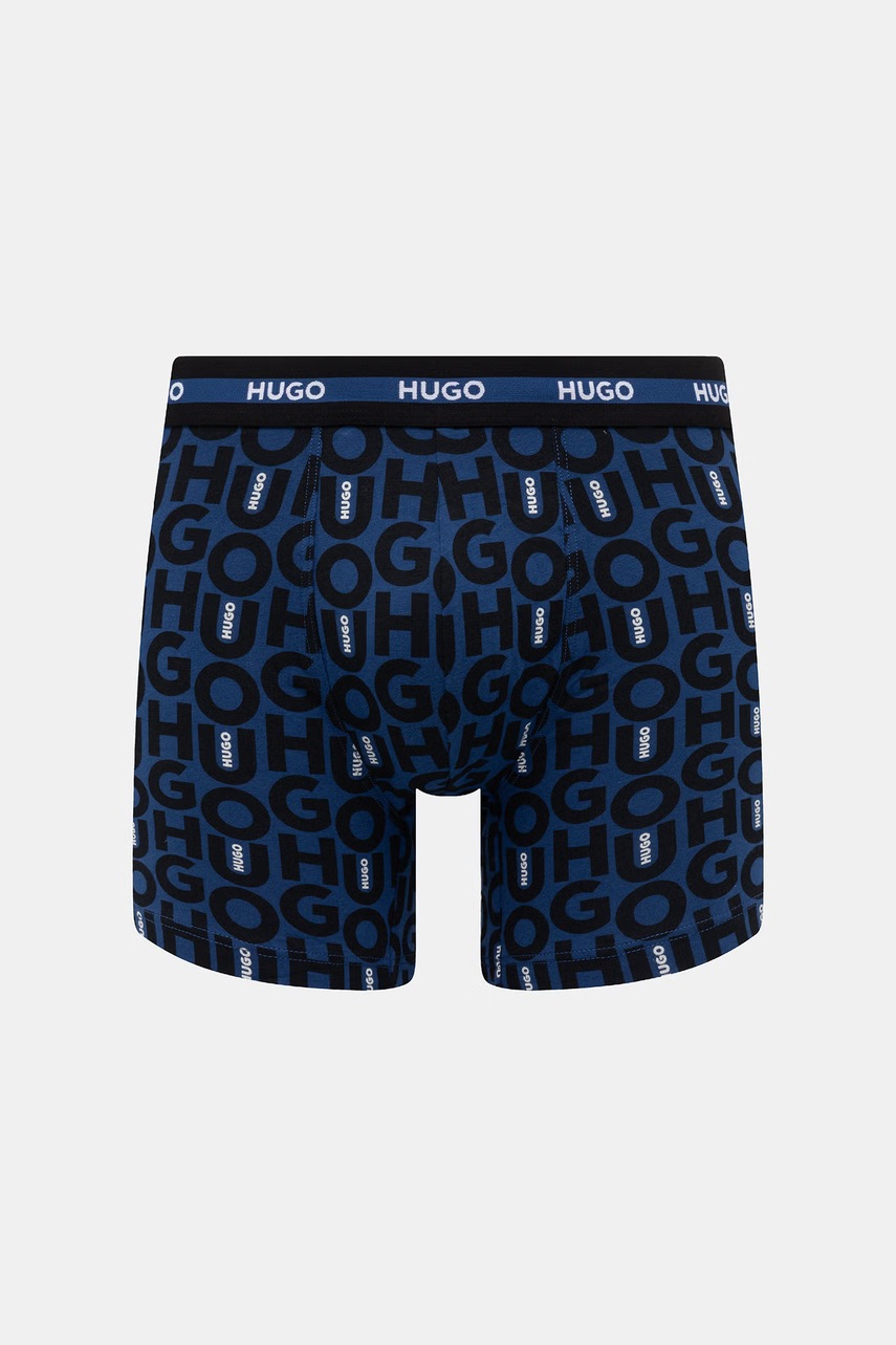 HUGO boxerky pánske bavlnené s elastanom BOXER BR PLANET DES 3-pak