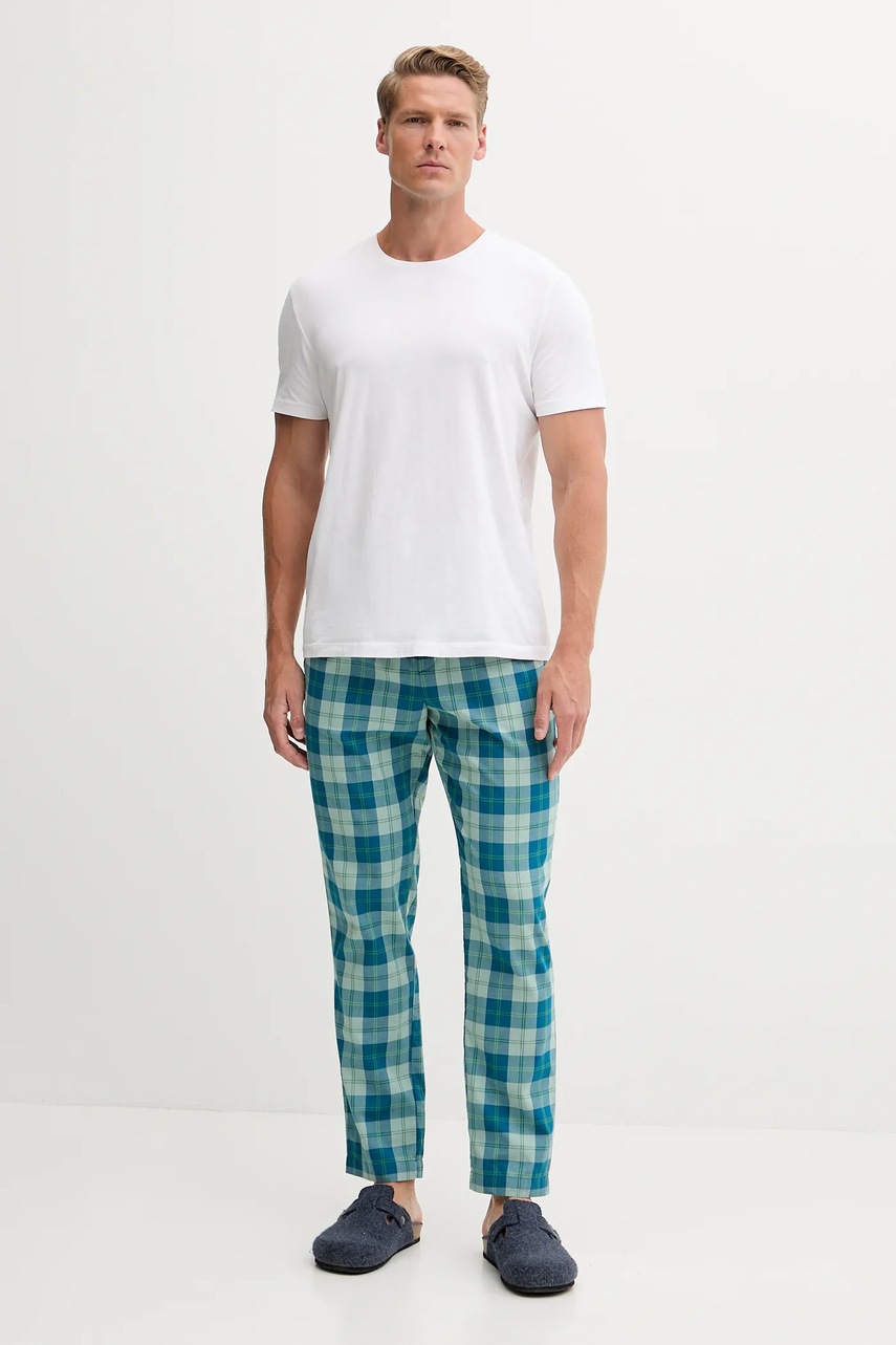 Хлопковые пижамные брюки United Colors of Benetton цвет зелёный узор 4MYG4F00D