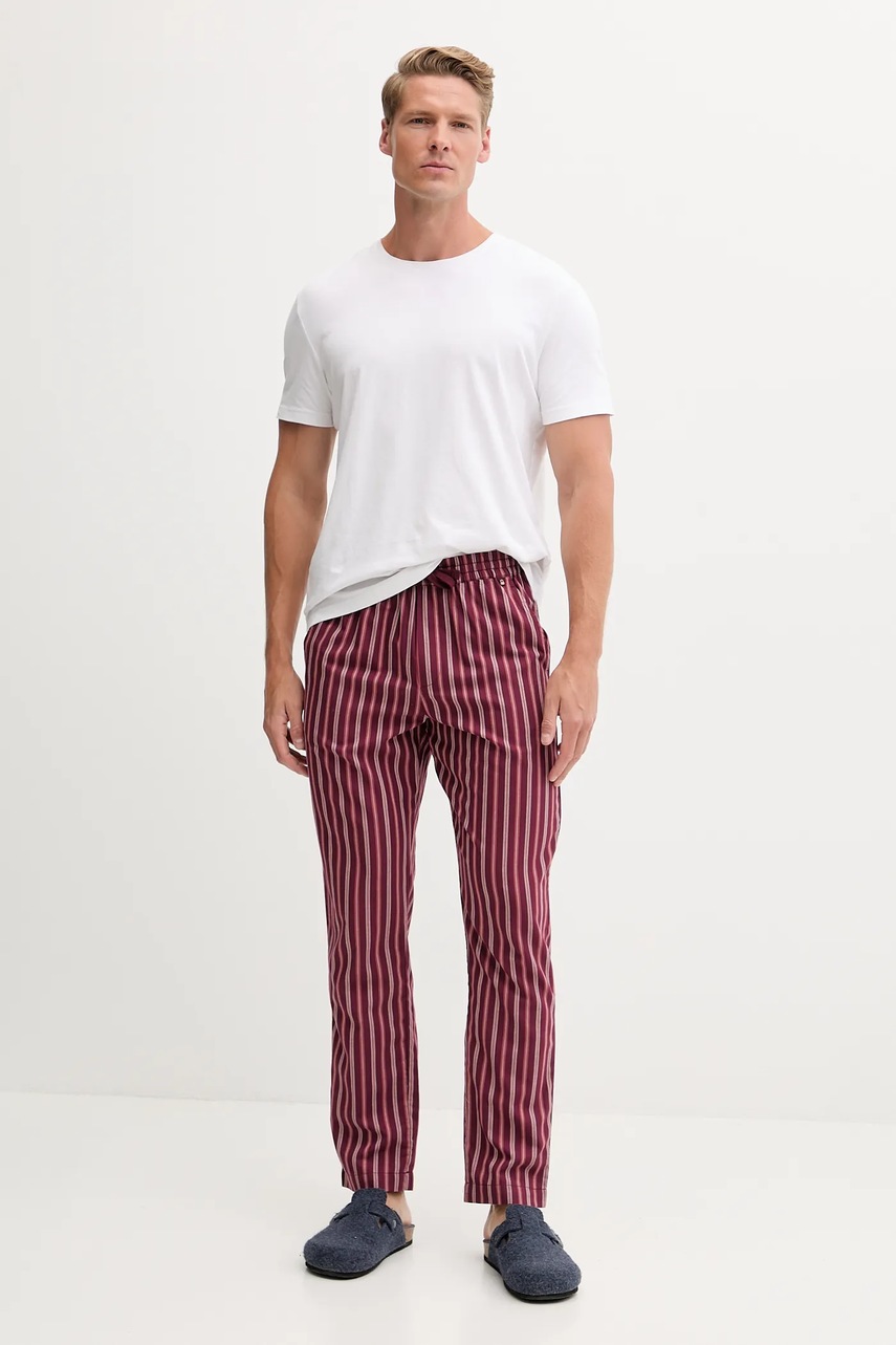 Хлопковые пижамные брюки United Colors of Benetton цвет бордовый узор 4MYG4F00D