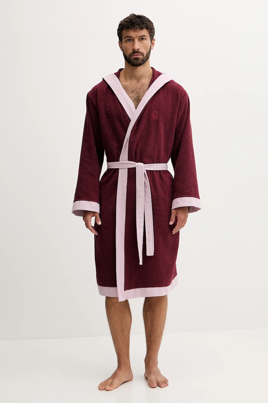 United Colors of Benetton halat de baie din bumbac culoarea bordo, 6ORD2801R